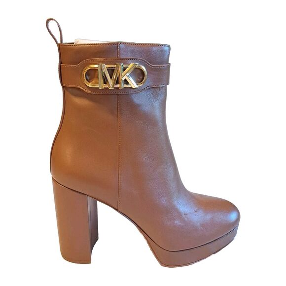 Michael Kors Women's Brown Leather Parker Platform Bootie Boots 4" Heel 10M New! - Picture 1 of 11